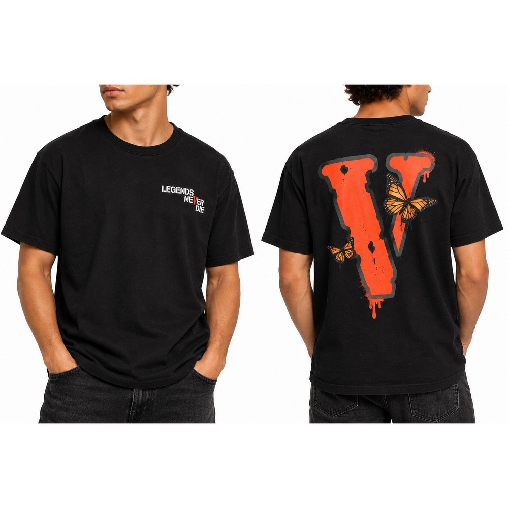 New Vlone X Juice Wrld 999 Butterfly Black Cotton V Logo Legends T Shirt XL